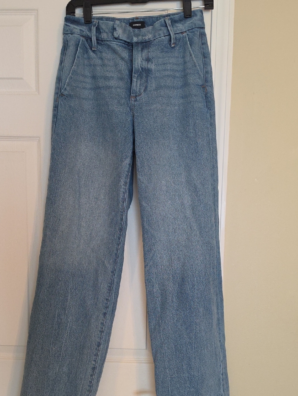 Express Wide Leg Jeans in Light Blue Denim